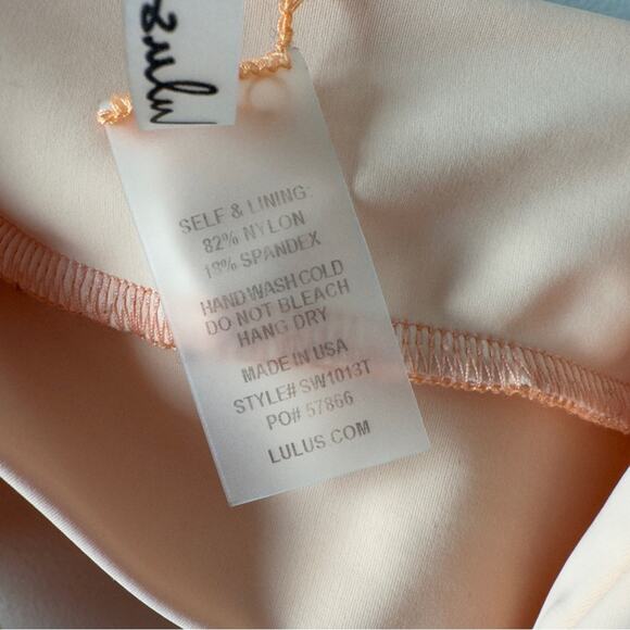 Lulus Triangle Bikini Top Light Orange Orange Stretch ruched light support swim - Picture 9 of 10